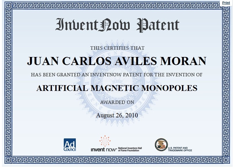 Monopolo magnetico artificial usando metamateriales  . Autor Juan Carlos Aviles Moran 